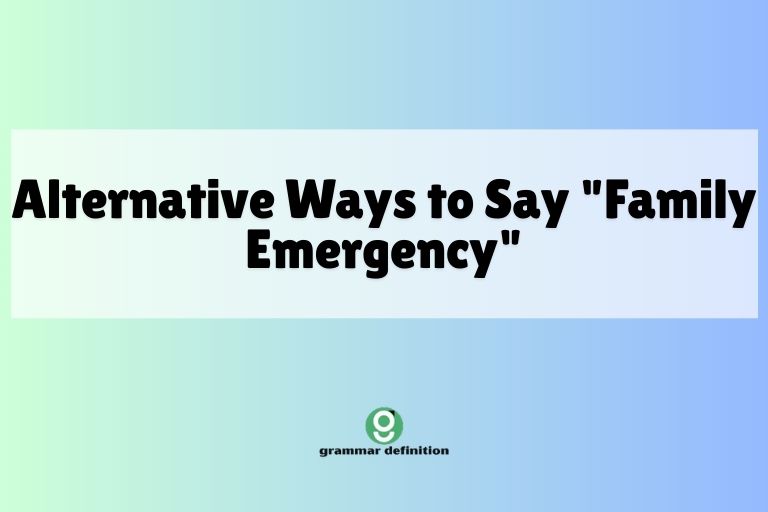 Alternative Ways to Say "Family Emergency"